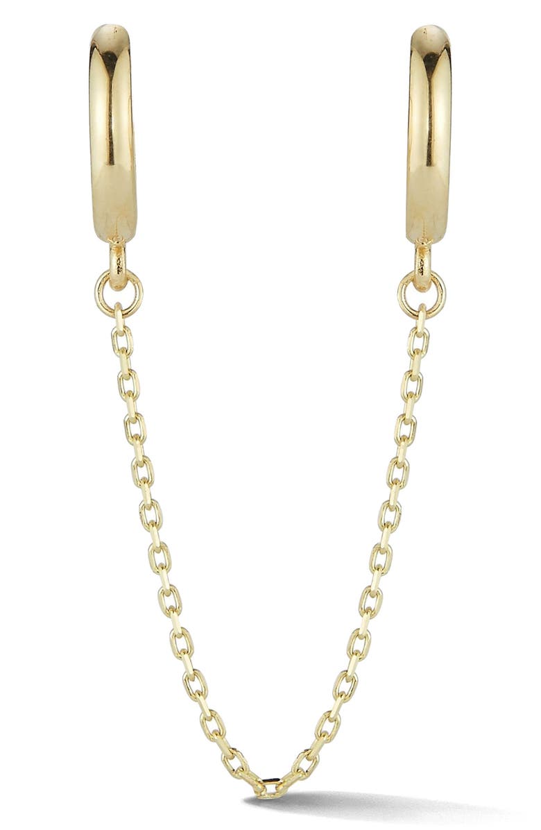Ember Fine Jewelry 14K Gold Double Piercing Chain Drop Earring, Alternate, color, Gold