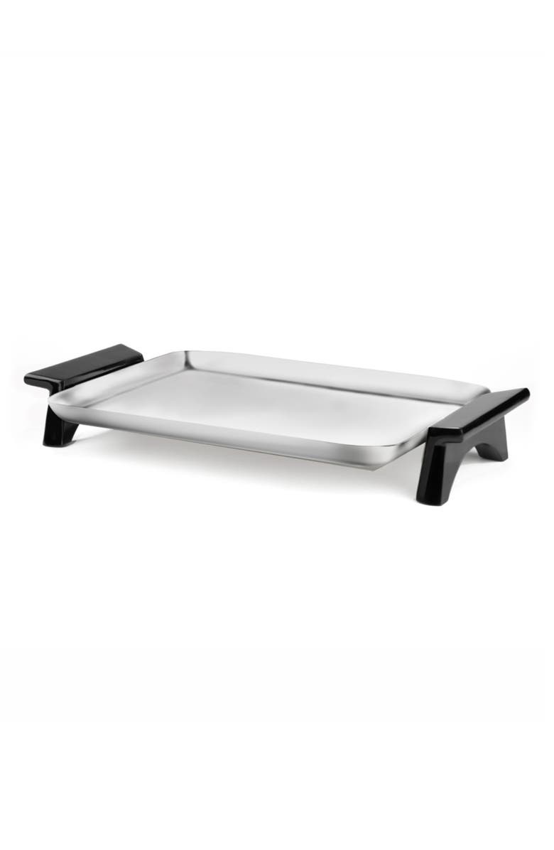 Nambé Circa Rectangular Footed Tray, Main, color, Silver