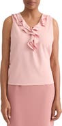 KASPER Ruffle Front Sleeveless Top