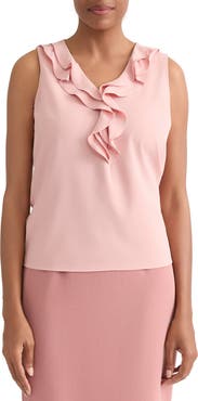 KASPER Ruffle Front Sleeveless Top
