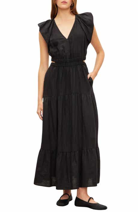 Ginger Linen Cutout Tiered Midi Dress