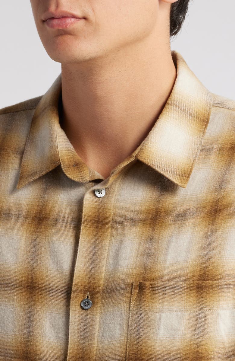 FRAME Lightweight Plaid Cotton & Wool Button-Up Shirt, Alternate, color, Tan Plaid