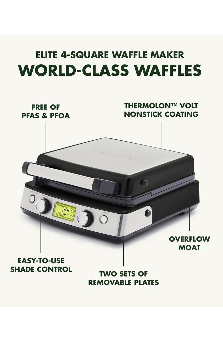 GreenPan Elite Ceramic Nonstick 4-Square Waffle Maker, Alternate, color,