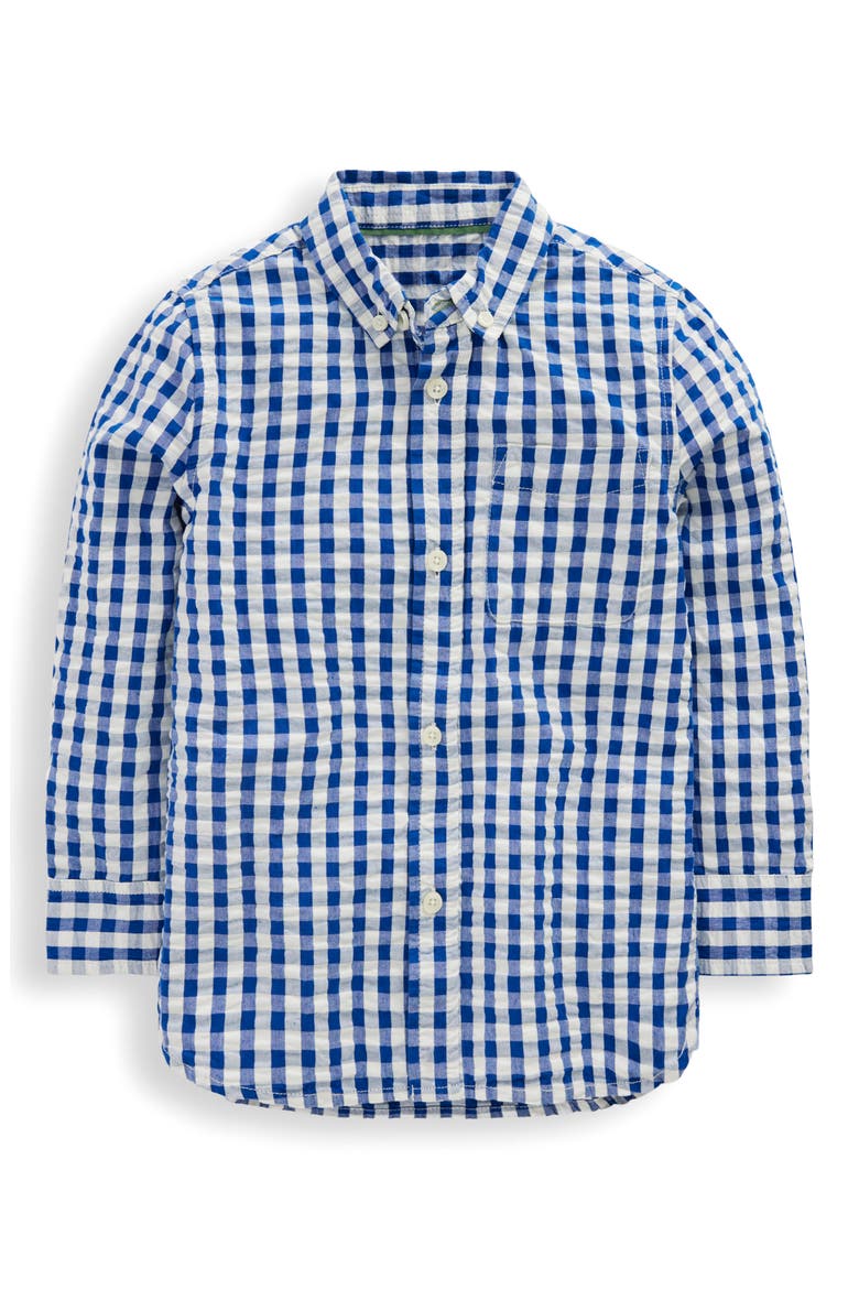 Kids' Gingham Check Cotton Buttion-Down Shirt, Main, color, BLUE GINGHAM