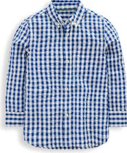 Mini Boden Kids' Gingham Check Cotton Buttion-Down Shirt
