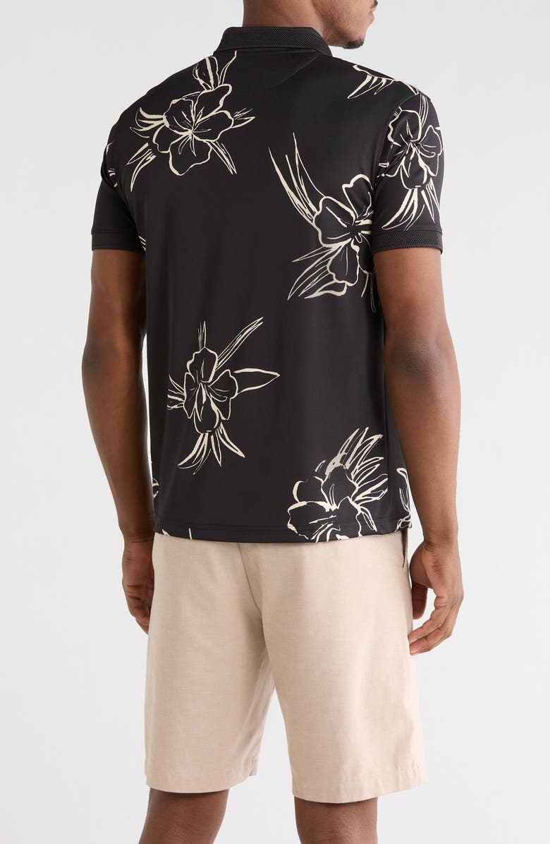 DENIM AND FLOWER Floral Knit Polo, Alternate, color, Black