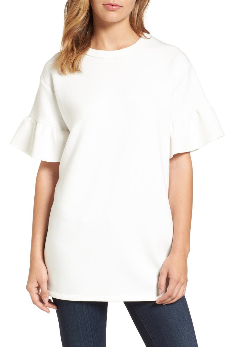 Ruffle Sleeve Tunic, Main, color, IVORY CLOUD