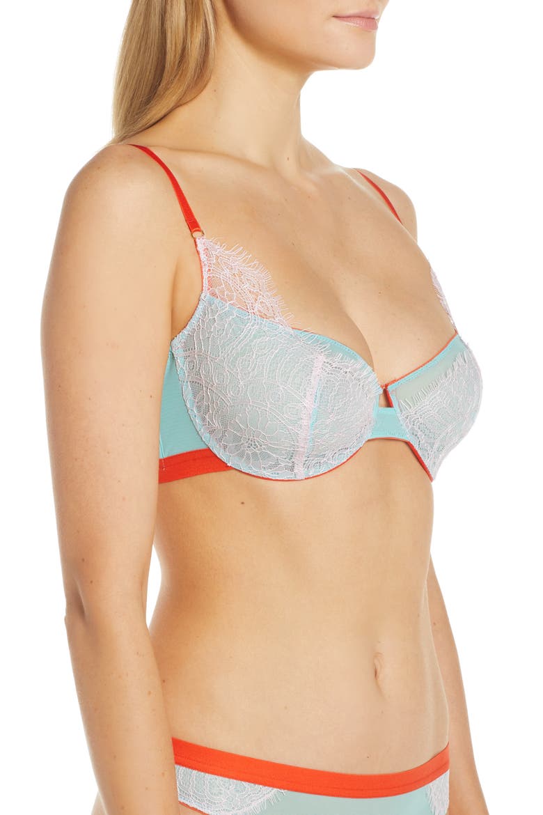 Sabina Underwire Balconette Bra, Alternate, color, TANGERINE
