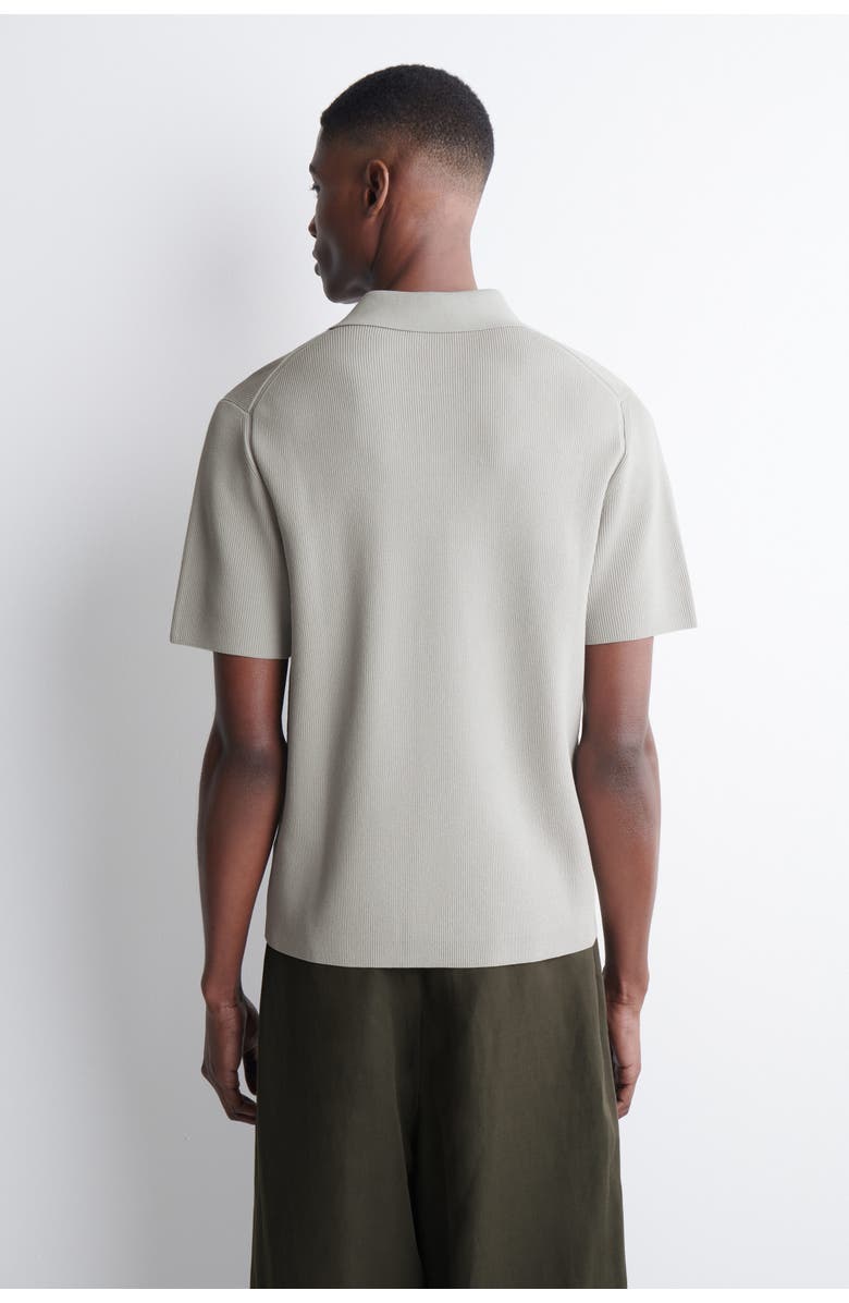 COS Slim Ribbed Bouclé-Knit Polo Shirt, Alternate, color, Sage