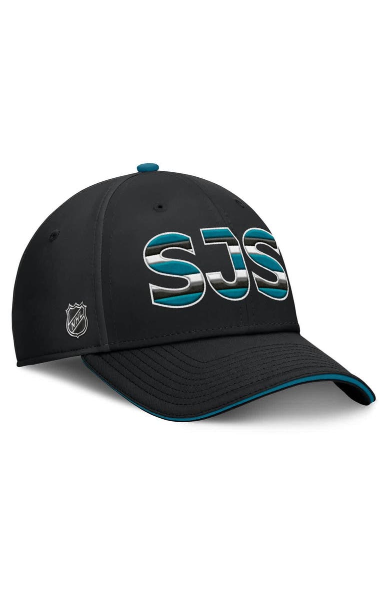FANATICS Men's Fanatics Black/Teal San Jose Sharks Authentic Pro Rink Team Code Flex Hat, Alternate, color, Black
