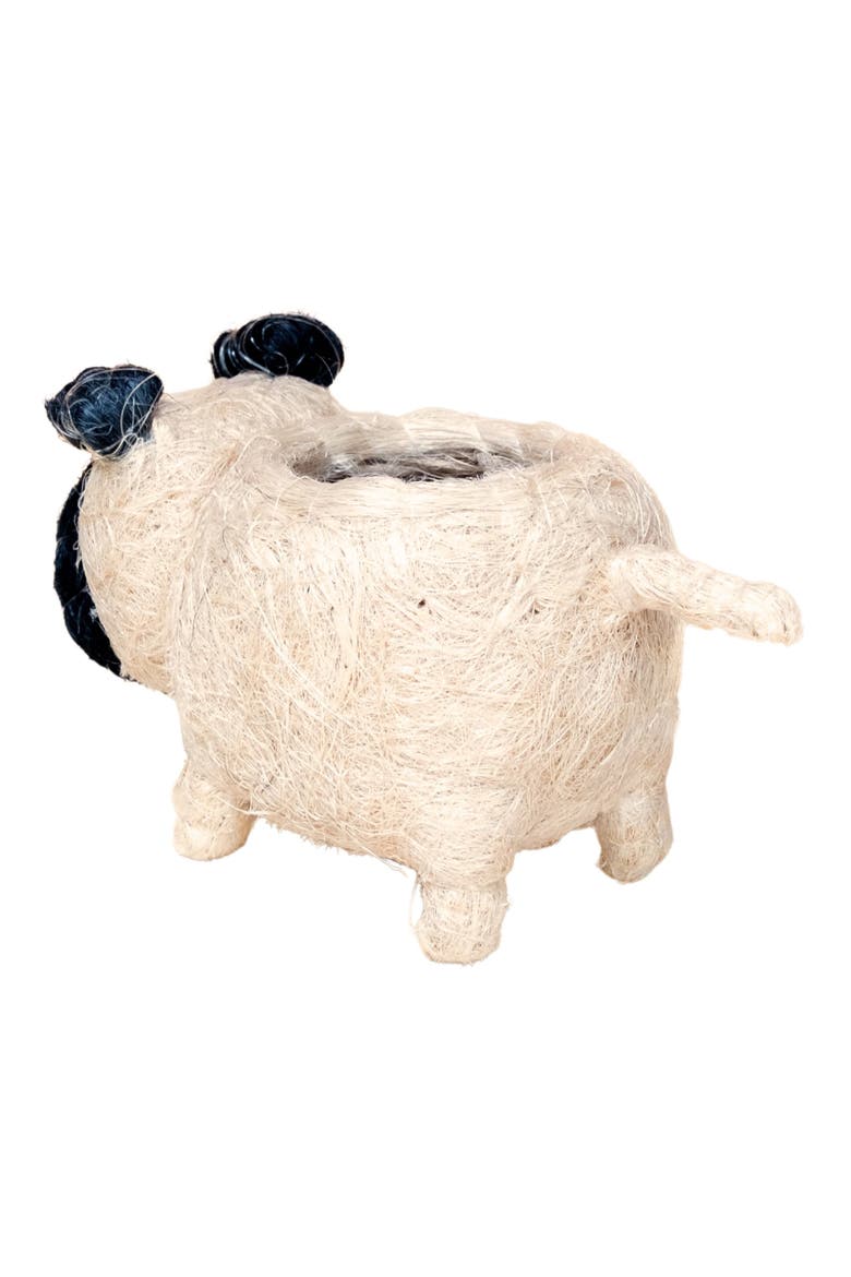 Baby Pug Handwoven Planter, Alternate, color, OFF WHITE / BLACK