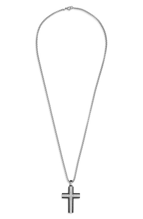 Men's Crystal Cross Pendant Necklace