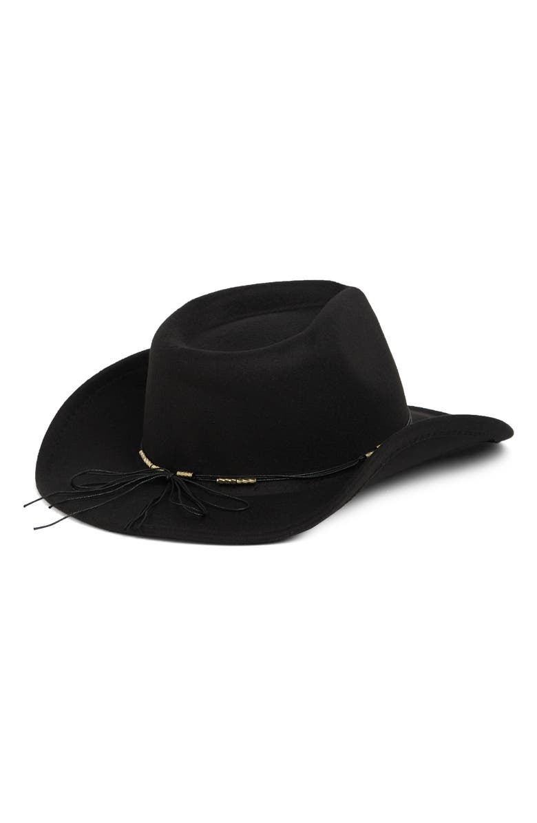 Vince Camuto Beaded Trim Cowboy Hat, Alternate, color, Black