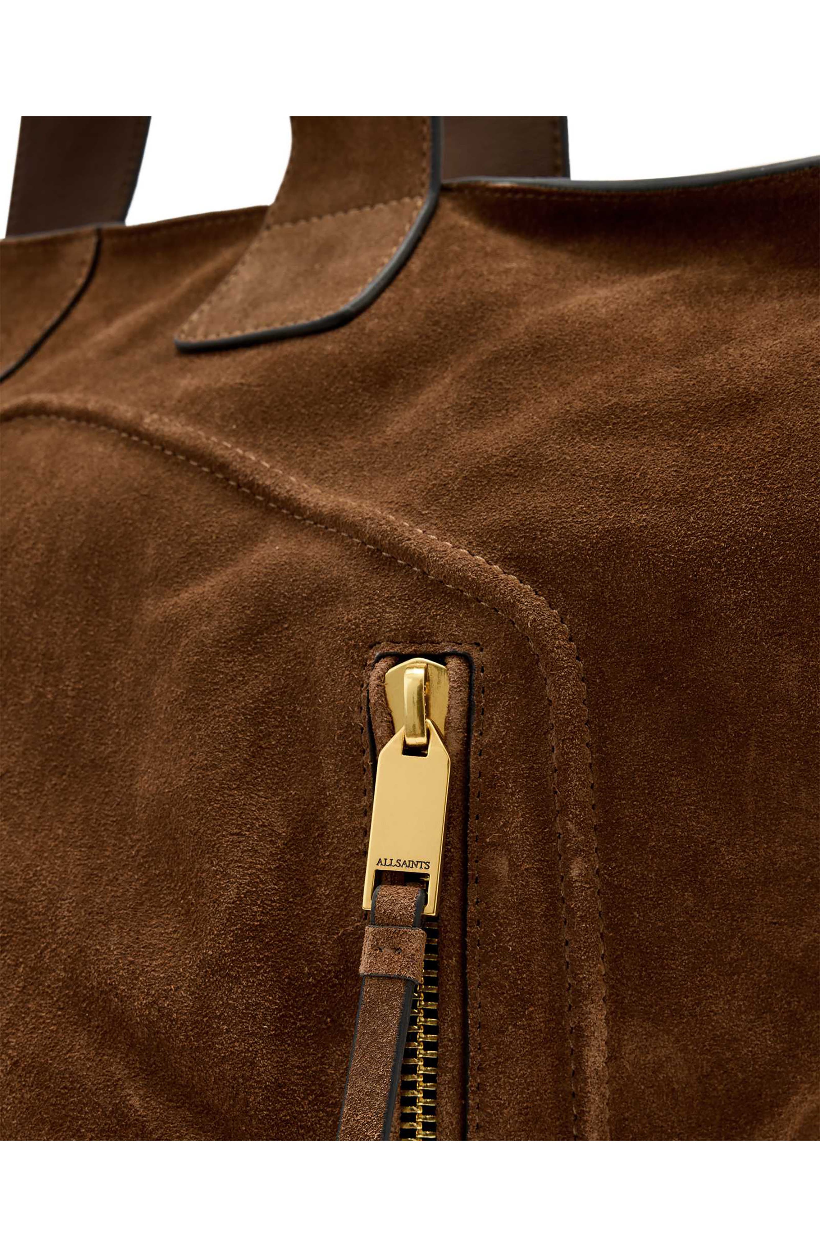 AllSaints Jean Rey Suede Tote, Alternate, color, Sugar Brown