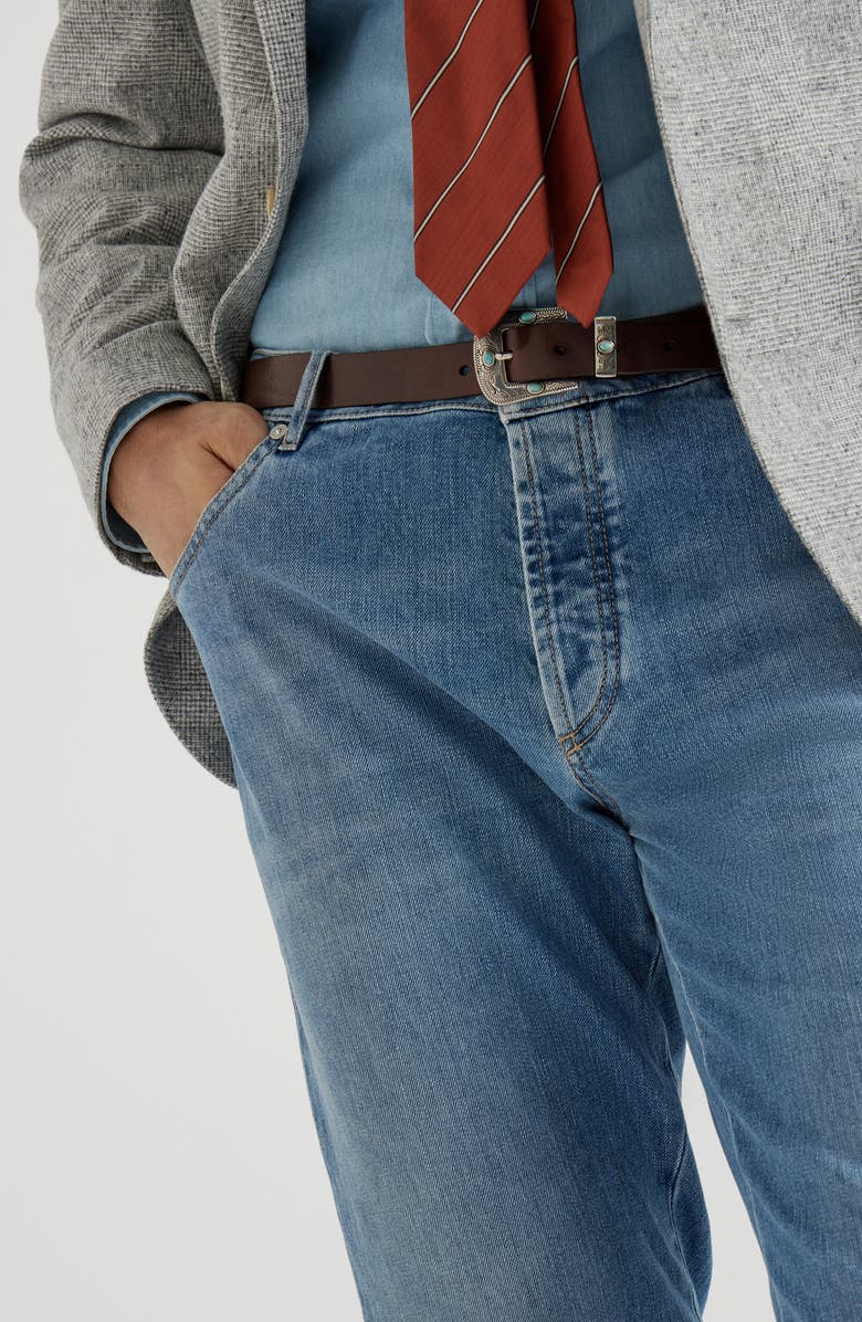 Brunello Cucinelli Slim fit five-pocket trousers, Alternate, color, Light Denim