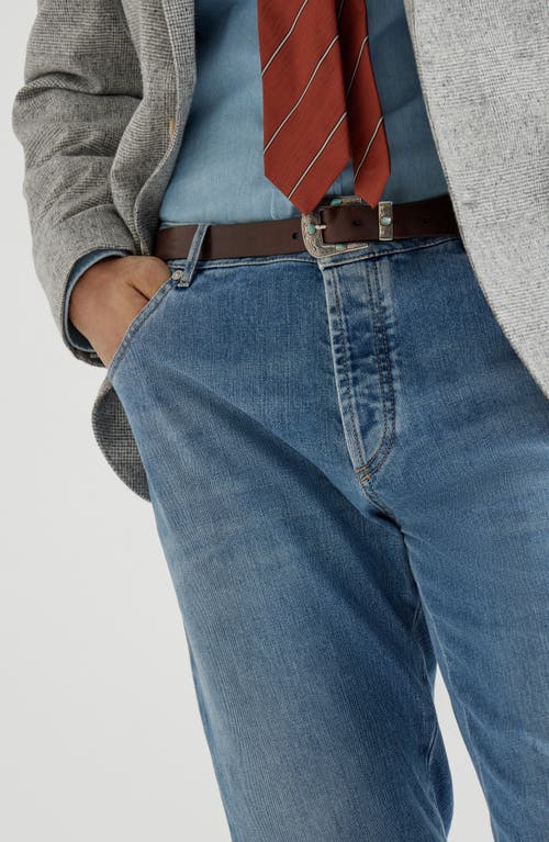 Brunello Cucinelli Slim Fit Five-pocket Trousers In Blue