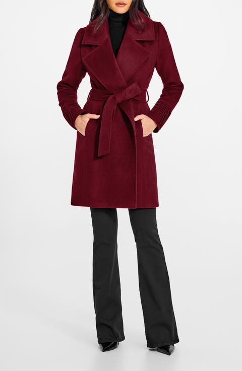 コート CO Burgundy Wool Coat Burgundy Lorna Wrap Wool Coat | WHISTLES | Whistles UK |