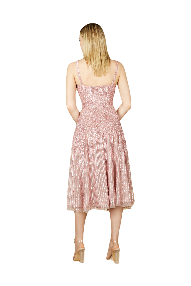 Flowing, Sequin Midi Dress, Alternate, color, Mauve