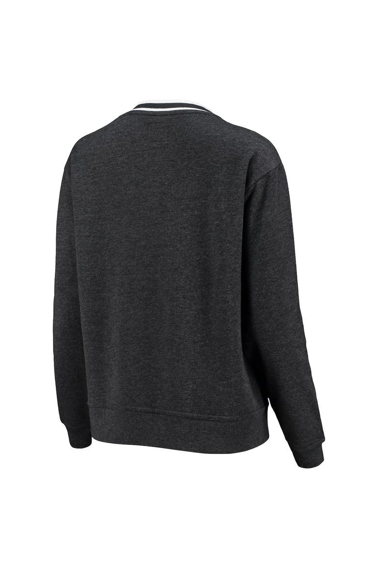 Women's League Collegiate Wear Heathered Black Clemson Tigers Victory Springs Tri-Blend V-Neck Pullover Sweatshirt, Alternate, color, Heather Black