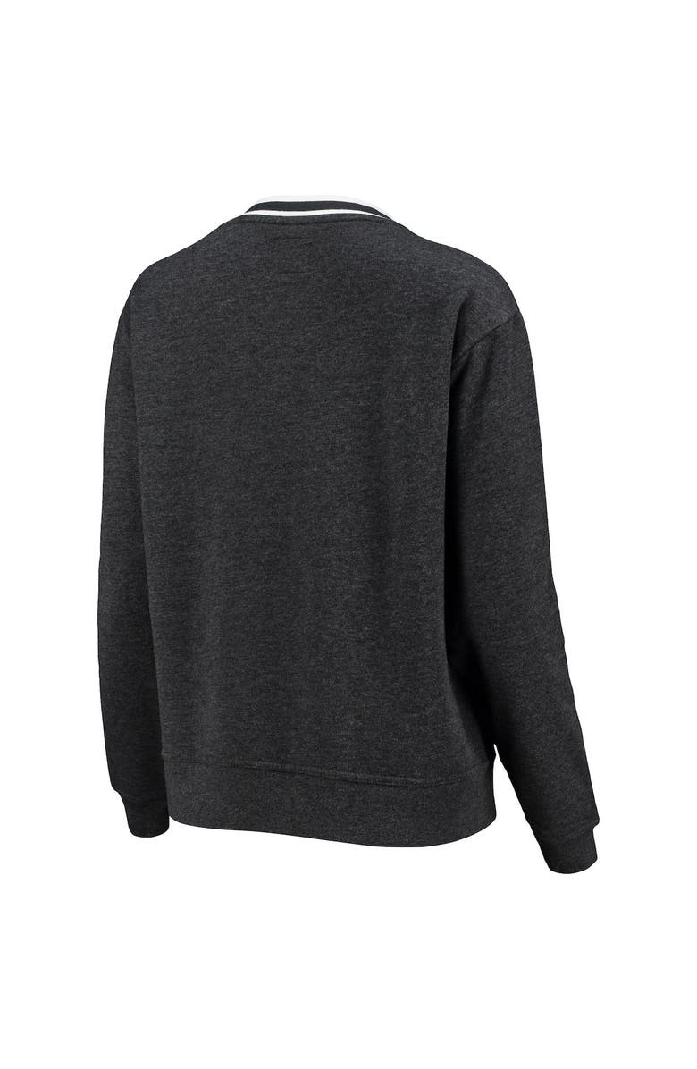 LEAGUE COLLEGIATE WEAR Women's League Collegiate Wear Heathered Black Clemson Tigers Victory Springs Tri-Blend V-Neck Pullover Sweatshirt, Alternate, color, 