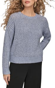 Donna Karan New York Open Stitch Crewneck Sweater