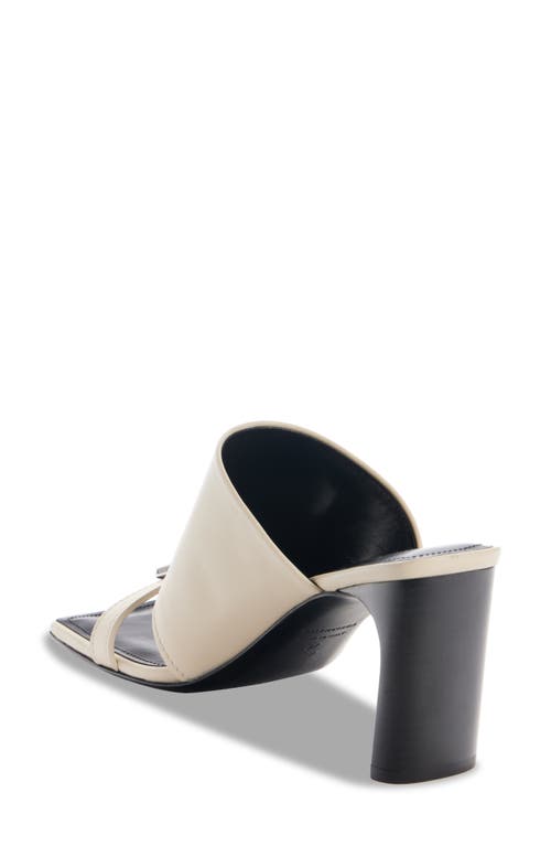 Balenciaga Bel Air Leather Buckle Mule Sandals In Soya/aged Silver