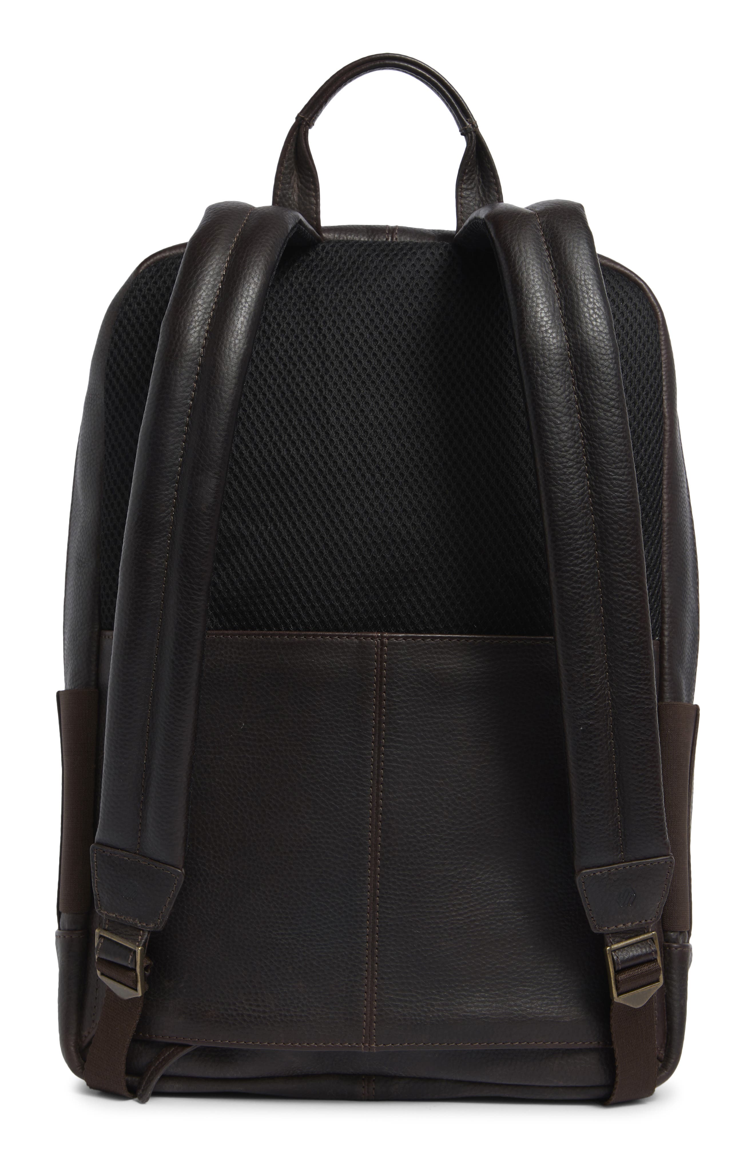 Johnston & Murphy Pebble Leather Backpack, Alternate, color, Dark Brown