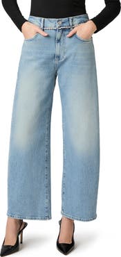 PAIGE Arellia Rhinestone Detail High Waist Wide Leg Ankle Jeans