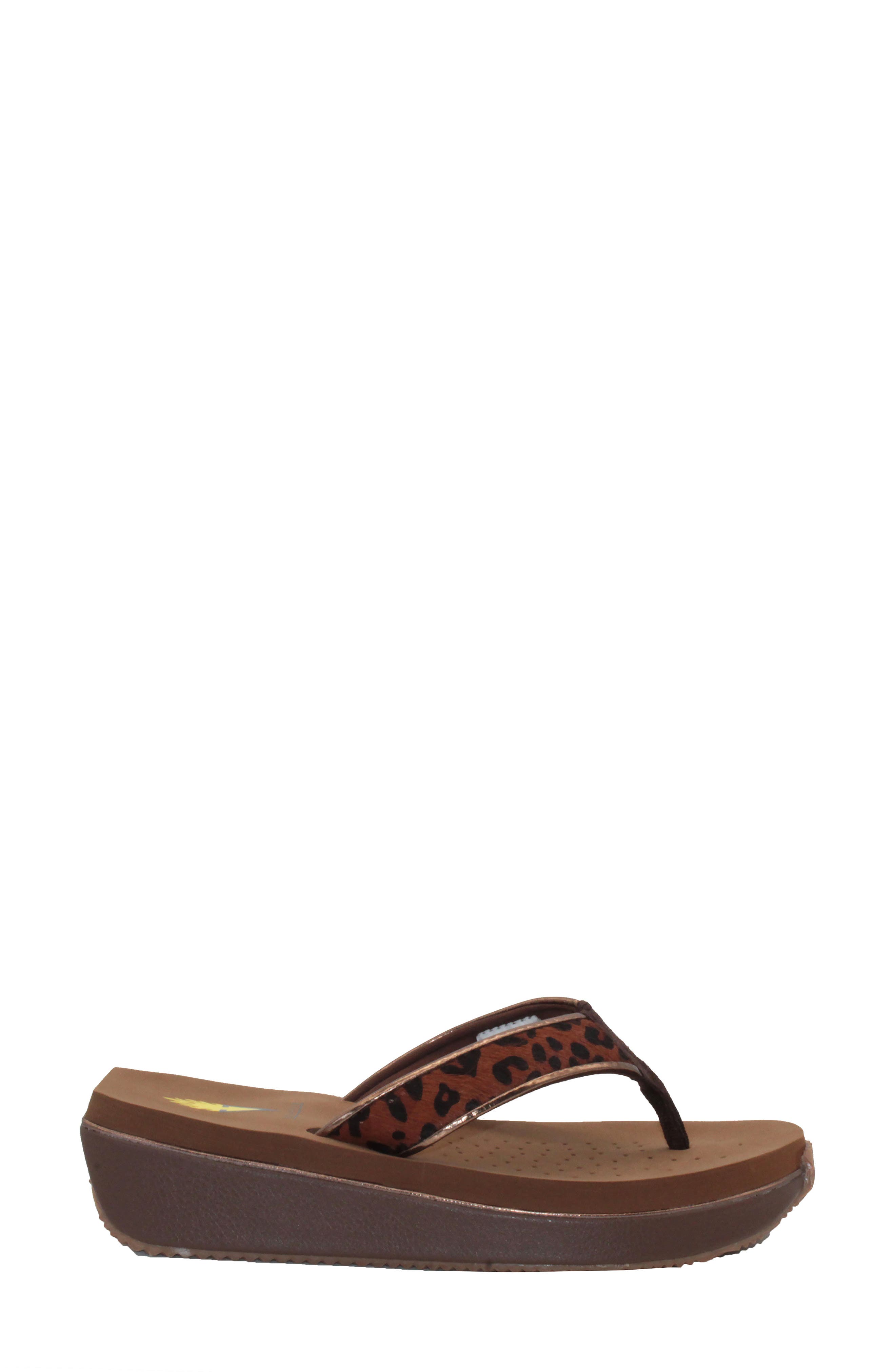 Neville Genuine Calf Hair Platform Flip Flop, Alternate, color, TAN LEOPARD CALF HAIR