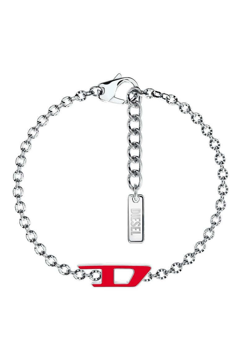 Logo Pendant Bracelet, Main, color, SILVER