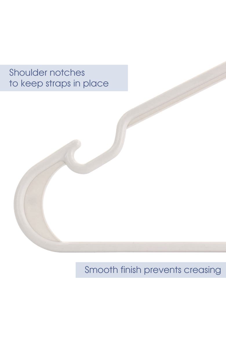 50 Piece Plastic Hanger Set with Notched Shoulders, Alternate, color, White