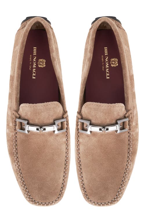 Bruno Magli Taso Bit Driving Loafer In Taupe Suede