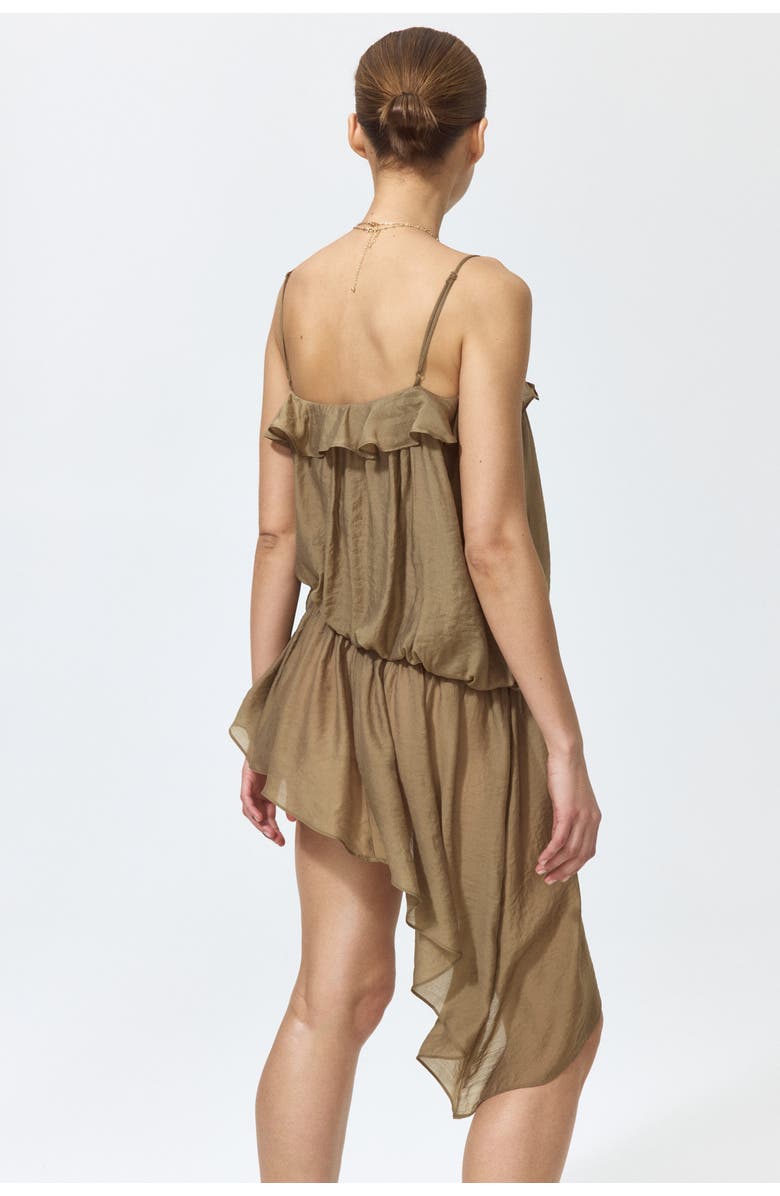 H&M Asymmetric dress with flounce trim, Alternate, color, Khaki Green