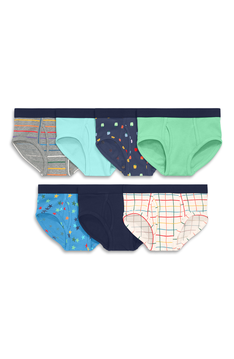 Primary Kids Brief 7-Pack In Rainbow Prints, Main, color, Fall Mix