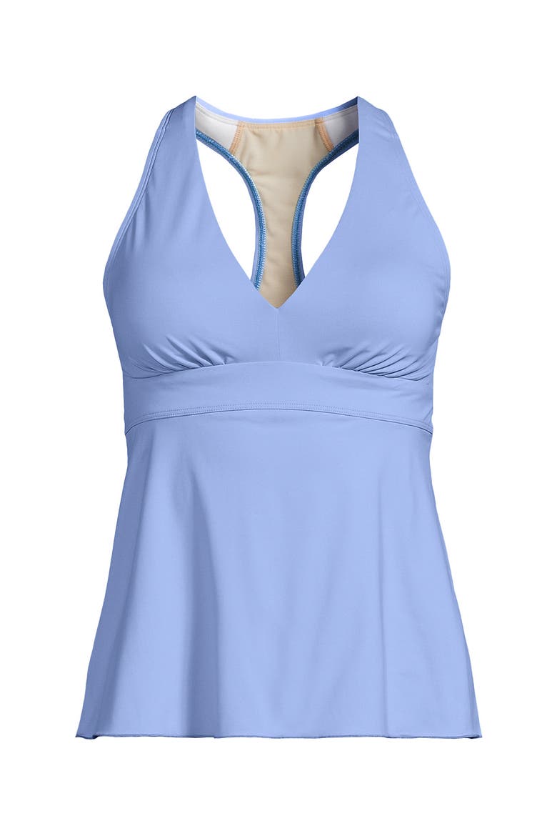 D-Cup V-Neck Racerback Flutter Tankini, Alternate, color, Soft Cloud Blue