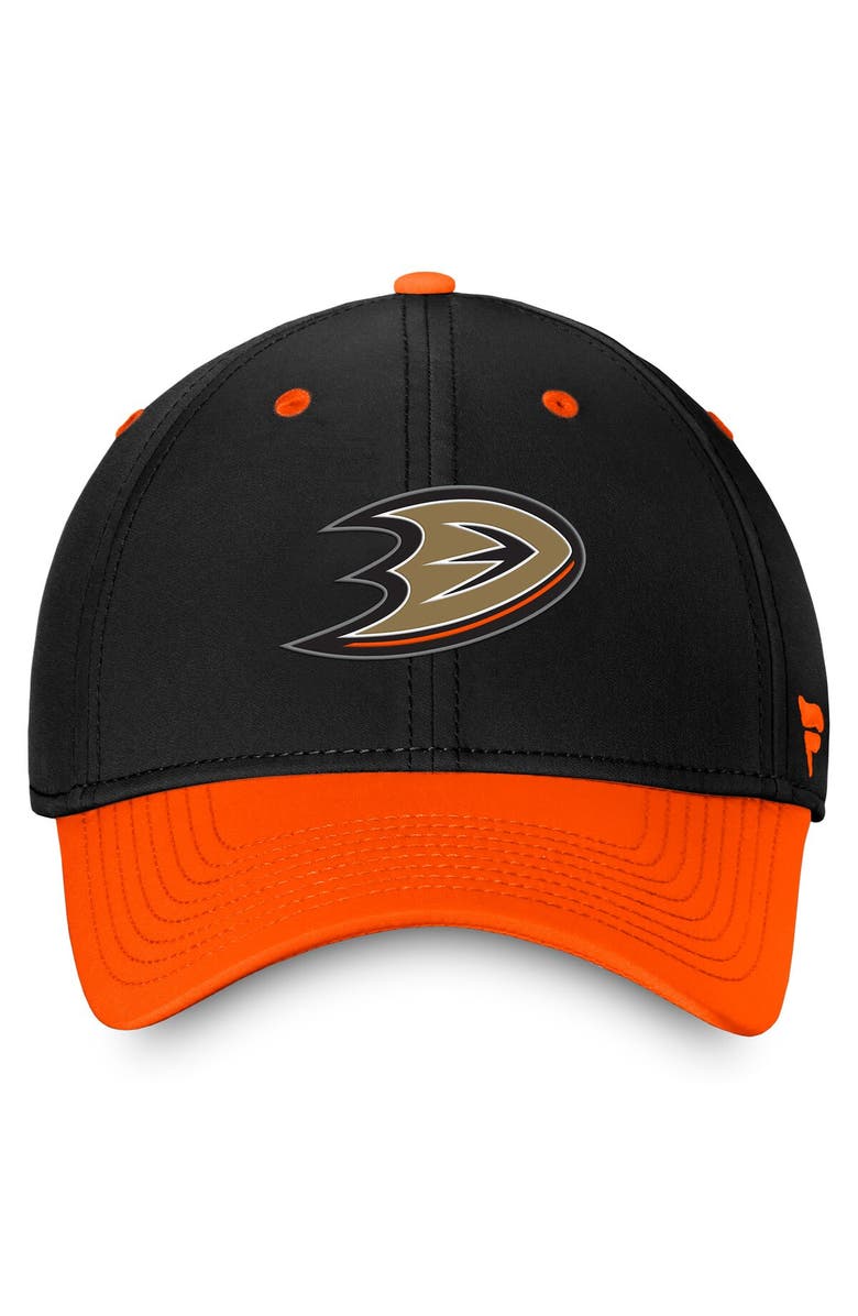 FANATICS Men's Fanatics Branded  Black/Orange Anaheim Ducks Authentic Pro Rink Two-Tone Flex Hat, Alternate, color, 