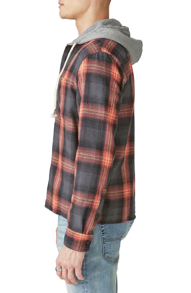Lucky Brand Plaid Cotton Flannel Hooded Shirt Jacket, Alternate, color, 