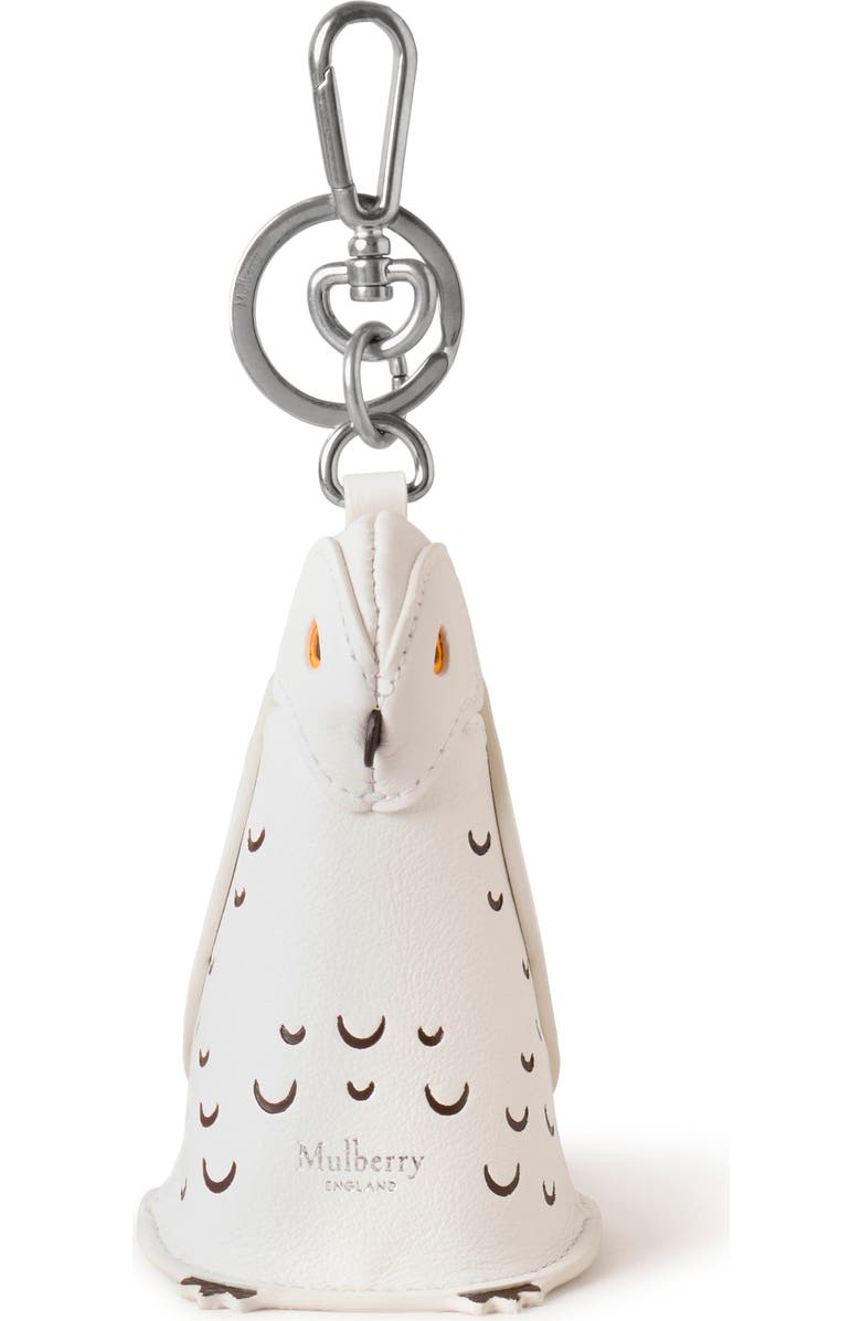 Mulberry Owl Key Ring Charm, Main, color, White