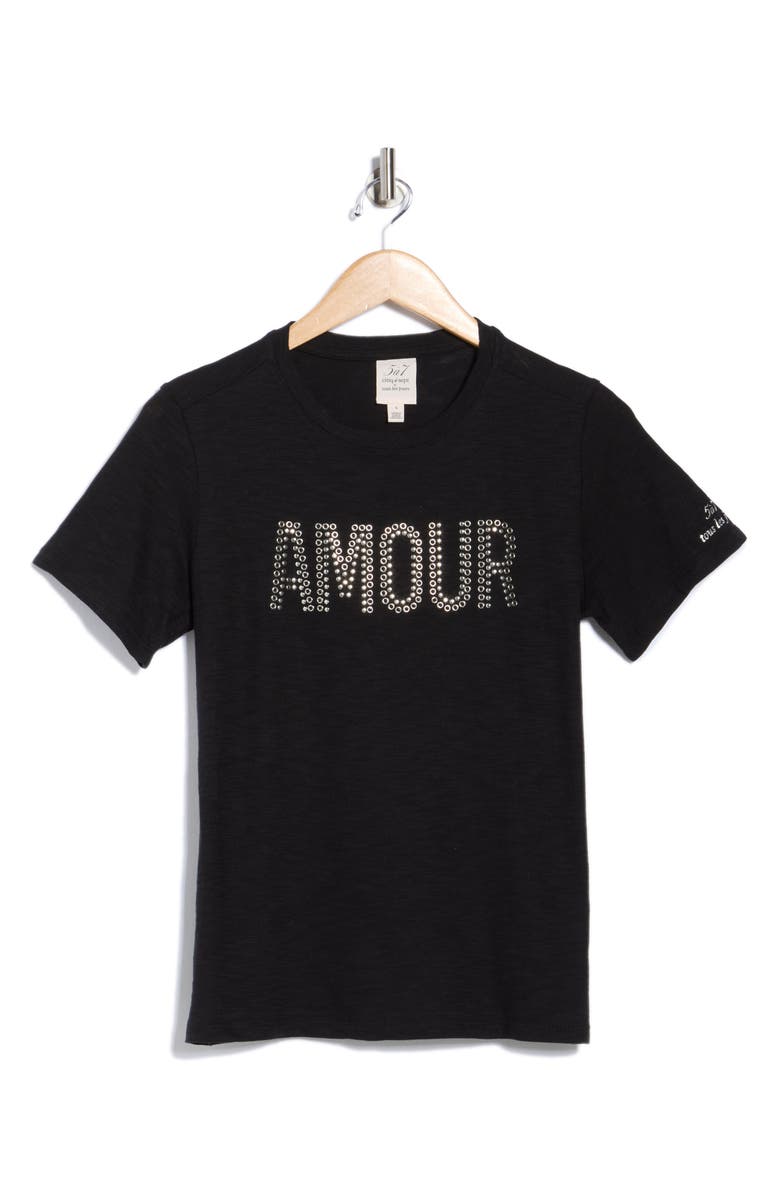 Cinq à Sept Amour Grommet Cotton T-Shirt, Alternate, color, Black