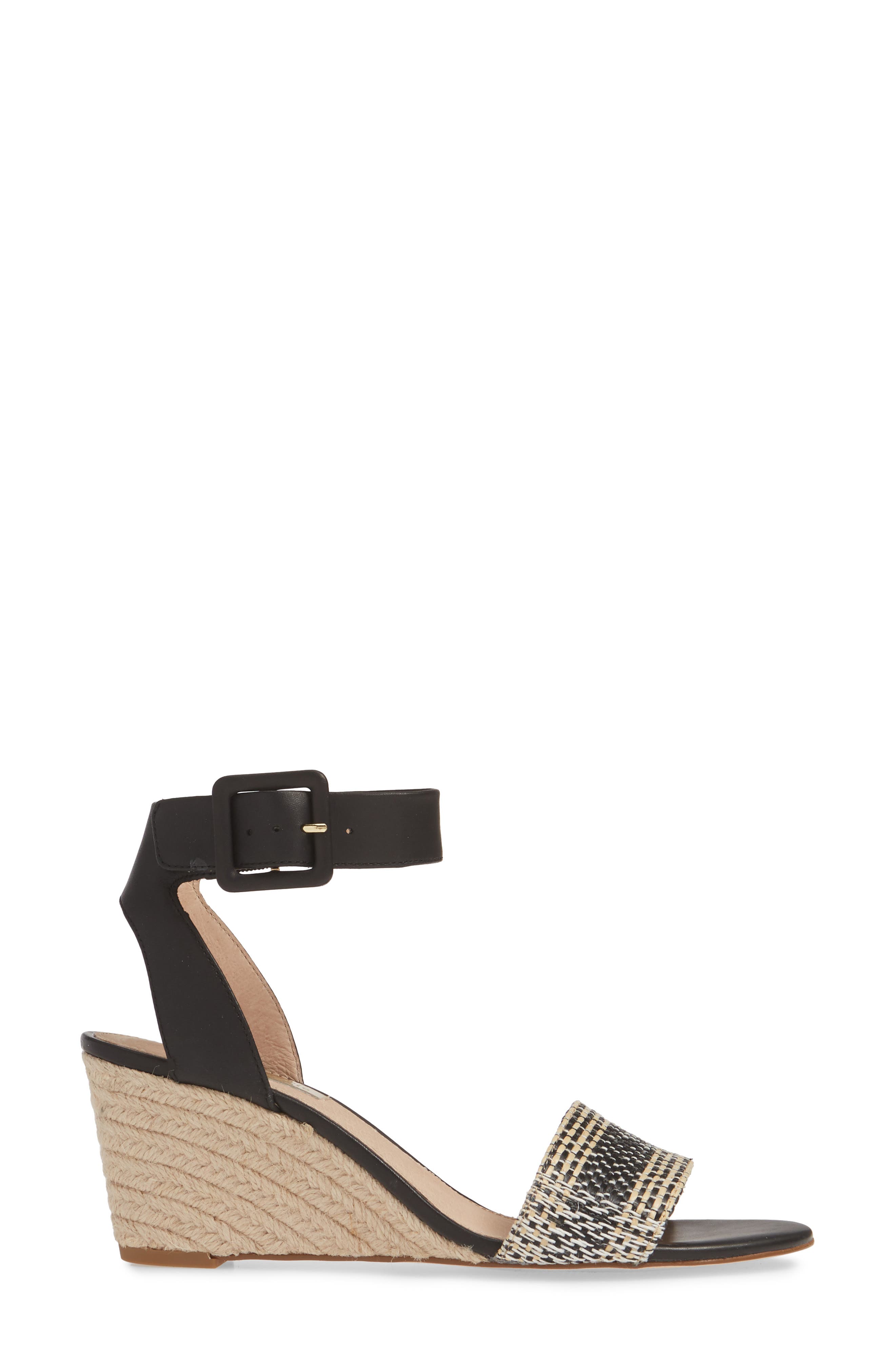 Punya Wedge Sandal, Alternate, color, BLACK/ NATURAL/ BLACK