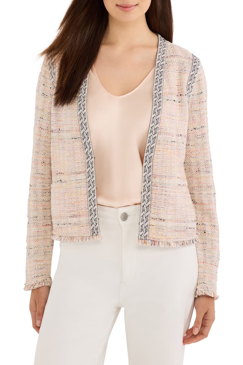 Fringe Trim Cotton Blend Jacket, Main, color, ORANGE MULTI