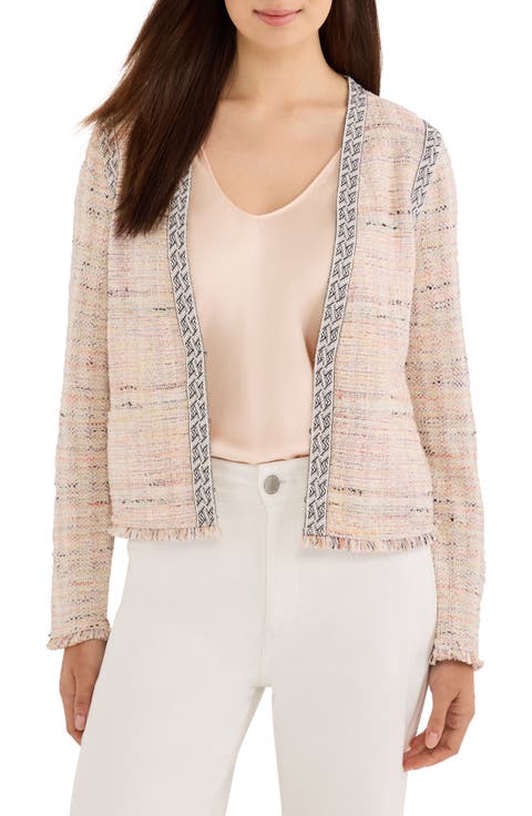 Fringe Trim Cotton Blend Jacket