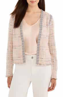 NIC+ZOE Fringe Trim Cotton Blend Jacket
