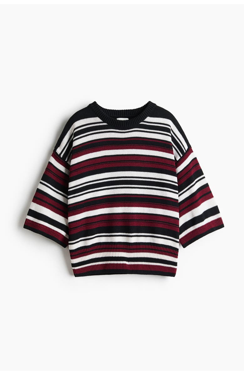 H&M Short-sleeved Jumper, Main, color, Navy Blue/Striped