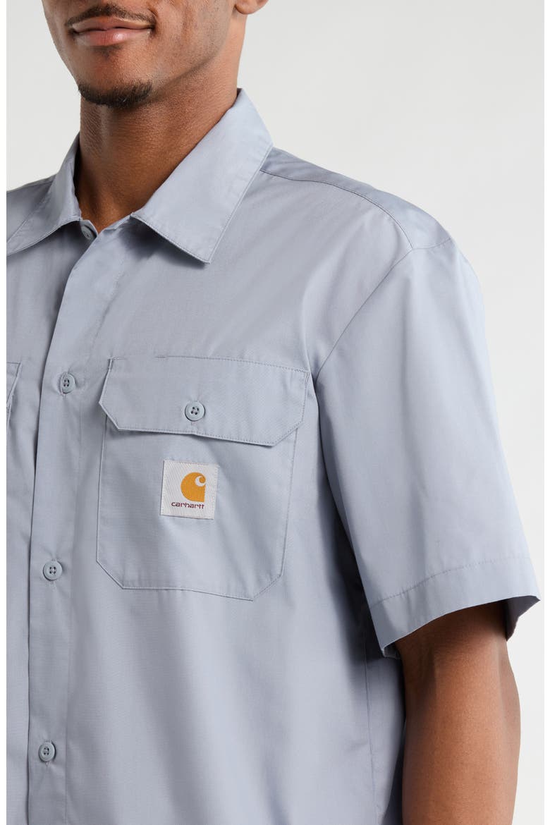 Craft Short Sleeve Poplin Button-Up Work Shirt, Alternate, color, MIRROR