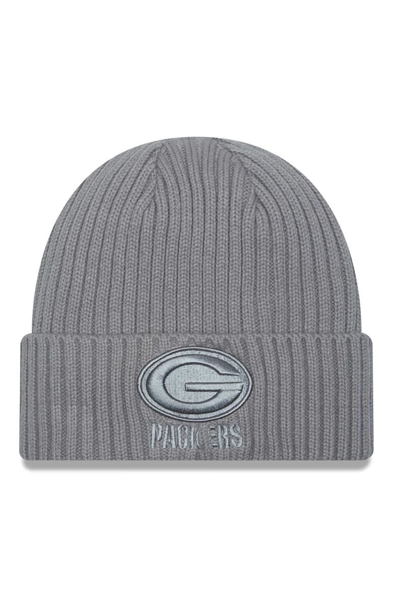 New Era Men's New Era Gray Green Bay Packers Color Pack Cuffed Knit Hat, Main, color,