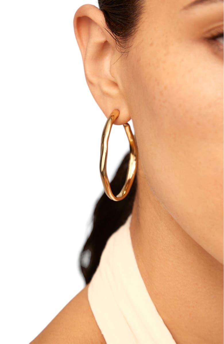 UNODE50 Sleek Open Hoop Earrings, Alternate, color, Gold
