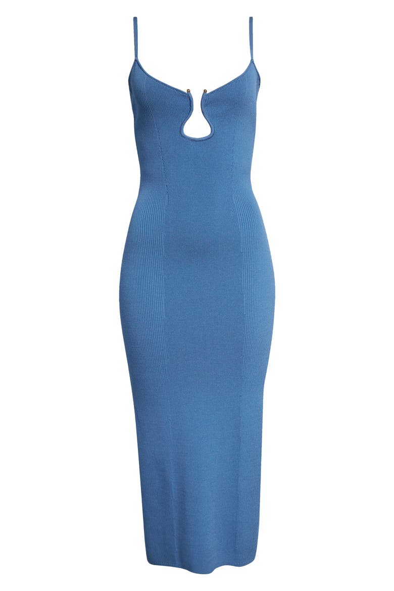 Sloan Sculpted U-Neck Rib Midi Dress, Alternate, color, CORNFLOWER BLUE