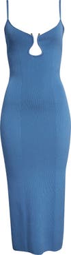Ramy Brook Sloan Sculpted U-Neck Rib Midi Dress