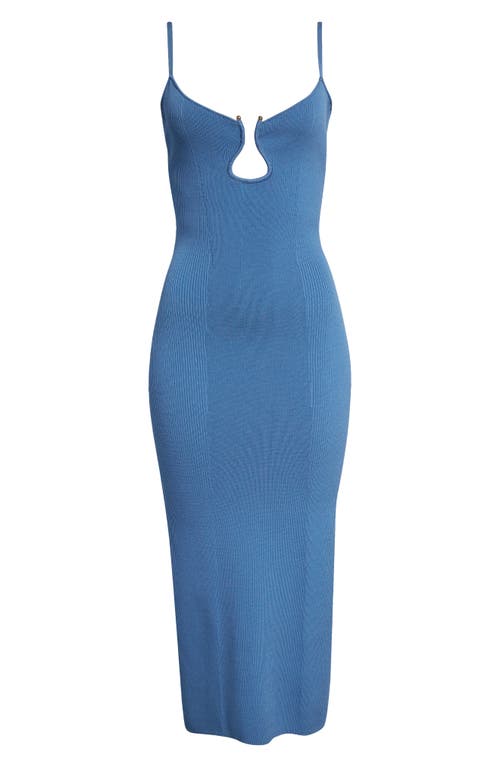 Ramy Brook Sloan Sculpted U-neck Rib Midi Dress In Blue